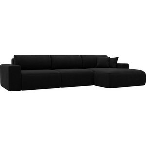 Изображение товара Диван угловой Лига-036 НПБ Классик Лонг правый угол (Черный/Микровельвет) Лига Диванов арт.121382