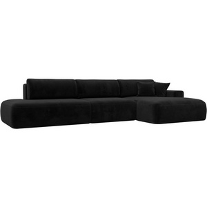 Изображение товара Диван угловой Лига-036 НПБ Модерн Лонг правый угол (Черный/Велюр) Лига Диванов арт.121431