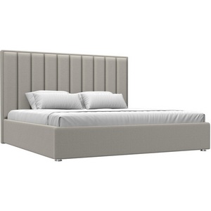 Изображение товара Кровать с металлическим основанием с реечным дном интерьерная Афродита 200 (Бежевый/Рогожка) Лига Диванов арт.123058