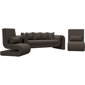 Изображение товара Набор Волна-1 (диван, 2 кресла) (Коричневый/Рогожка) Лига Диванов арт.125324