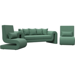 Изображение товара Набор Волна-1 (диван, 2 кресла) (Зеленый/Рогожка) Лига Диванов арт.125325