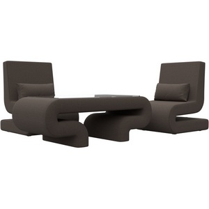 Изображение товара Набор Волна-3 (стол, 2 кресла) (Коричневый/Рогожка) Лига Диванов арт.125332