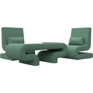 Изображение товара Набор Волна-3 (стол, 2 кресла) (Зеленый/Рогожка) Лига Диванов арт.125333