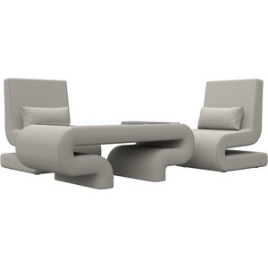 Изображение товара Набор Волна-3 (стол, 2 кресла) (Бежевый/Рогожка) Лига Диванов арт.125783