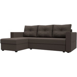 Изображение товара Диван угловой Валенсия Лайт левый угол (Коричневый/Рогожка) Лига Диванов арт.125971L