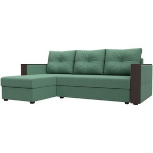 Изображение товара Диван угловой Валенсия Лайт левый угол (Зеленый/Рогожка) Лига Диванов арт.125972L