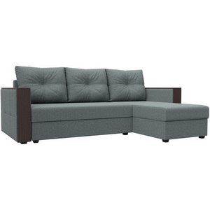 Изображение товара Диван угловой Валенсия Лайт правый угол (Серый/Рогожка) Лига Диванов арт.125973