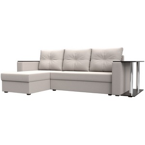 Изображение товара Диван угловой Атланта со столом левый угол (ДСП,ЛДСП/Пластик/Замша/Бежевый) Лига Диванов 127833L
