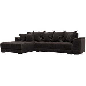 Изображение товара Диван угловой НордСтар левый угол (ДСП,Брус/Пластик/Велюр/Коричневый) Лига Диванов 127938L