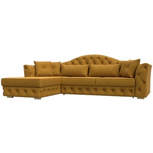 Изображение товара Диван угловой Артис левый угол (Брус,Рейка/Пластик/Велюр/Желтый) Лига Диванов 128024L