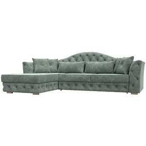 Изображение товара Диван угловой Артис левый угол (Брус,Рейка/Пластик/Велюр/Зеленый) Лига Диванов 128026L