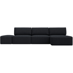 Изображение товара Диван угловой модульный с пуфом Лига-060 НПБ Лонг угол универсальный (ЛДСП,Брус,Фанера/Пластик/Замша/Темно-серый) Лига Диванов 129521