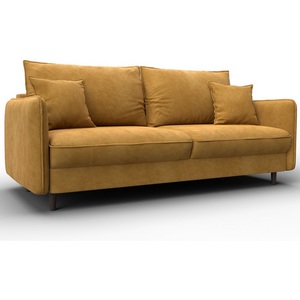 Изображение товара Диван прямой Лига-064 НПБ (ДСП/Дерево/Велюр/Желтый) Лига Диванов 129621