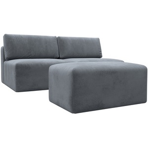 Изображение товара Диван прямой модульный с пуфом Лига-060 НПБ (ЛДСП,Брус,Фанера/Пластик/Велюр/Серый) Лига Диванов 129658