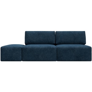 Изображение товара Диван прямой модульный с пуфом Лига-060 НПБ (ЛДСП,Брус,Фанера/Пластик/Велюр/Синий) Лига Диванов 129672