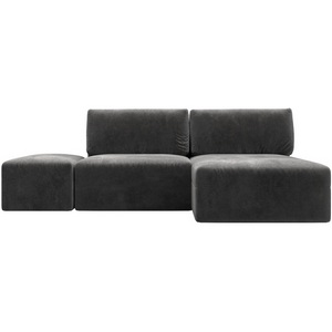 Изображение товара Диван угловой модульный с пуфом Лига-060 НПБ угол универсальный (ЛДСП,Брус,Фанера/Пластик/Велюр/Серый) Лига Диванов 129682