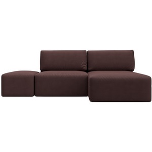 Изображение товара Диван угловой модульный с пуфом Лига-060 НПБ угол универсальный (ЛДСП,Брус,Фанера/Пластик/Замша/Бордовый) Лига Диванов 129689