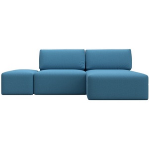 Изображение товара Диван угловой модульный с пуфом Лига-060 НПБ угол универсальный (ЛДСП,Брус,Фанера/Пластик/Рогожка/Голубой) Лига Диванов 129701