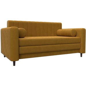 Изображение товара Диван прямой Лига-070 (ЛДСП,Брус,Фанера/Дерево/Велюр/Желтый) Лига Диванов 129758
