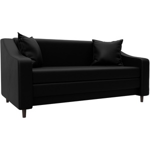 Изображение товара Диван прямой Лига-071 (ЛДСП,Брус,Фанера/Дерево/Экокожа/Черный) Лига Диванов 129771