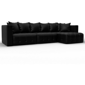 Изображение товара Диван угловой Лига-052 НПБ Лонг угол универсальный (ЛДСП,Брус,Фанера/Пластик/Экокожа/Черный) Лига Диванов 129916