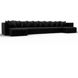 Изображение товара Диван П-образный Лига-052 НПБ МегаЛонг (ЛДСП,Брус,Фанера/Пластик/Экокожа/Черный) Лига Диванов 129924