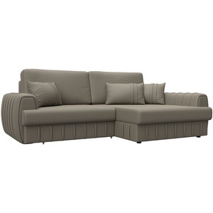 Изображение товара Диван угловой Лига-057 НПБ угол правый (ЛДСП,Брус,Фанера/Пластик/Экокожа/Бежевый) Лига Диванов 130032