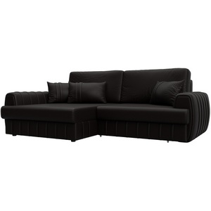 Изображение товара Диван угловой Лига-057 НПБ угол левый (ЛДСП,Брус,Фанера/Пластик/Экокожа/Коричневый) Лига Диванов 130033L