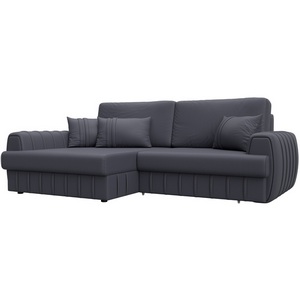 Изображение товара Диван угловой Лига-057 НПБ угол левый (ЛДСП,Брус,Фанера/Пластик/Экокожа/Серый) Лига Диванов 130035L