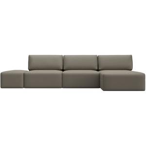 Изображение товара Диван угловой модульный с пуфом Лига-060 НПБ Лонг угол универсальный (ЛДСП,Брус,Фанера/Пластик/Экокожа/Бежевый) Лига Диванов 130068