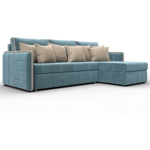 Изображение товара Диван угловой Лига-078 угол универсальный (ДСП/Пластик/Велюр/Бирюзовый,Бежевый) Лига Диванов 130987