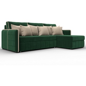 Изображение товара Диван угловой Лига-078 угол универсальный (ДСП/Пластик/Велюр/Зеленый,Бежевый) Лига Диванов 130988