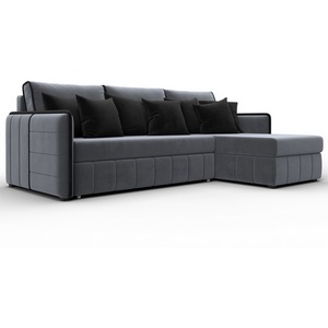 Изображение товара Диван угловой Лига-078 угол универсальный (ДСП/Пластик/Велюр/Серый,Черный) Лига Диванов 130989
