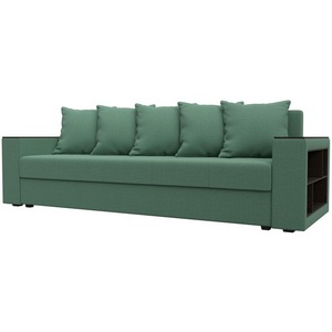 Изображение товара Диван прямой Дубай Лайт полки справа (ДСП,ЛДСП/Пластик/Рогожка/Зеленый) Лига Диванов 132284