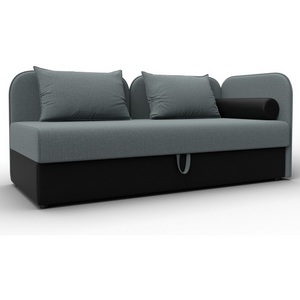 Изображение товара Тахта Лига-094 НПБ (ДСП,ЛДСП,Фанера/Пластик/Рогожка,Экокожа/Серый,черный) Лига Диванов 132528