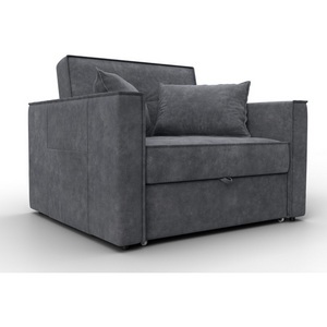 Изображение товара Кресло-кровать Лига-104 (80) (ЛДСП,Брус,Фанера,Велюр/Темно-серый) Лига Диванов 134848
