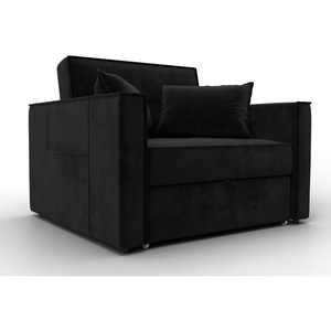 Изображение товара Кресло-кровать Лига-104 (80) (ЛДСП,Брус,Фанера,Велюр/Черный) Лига Диванов 134857