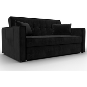 Изображение товара Диван прямой Лига-104 (140) (ЛДСП,Брус,Фанера,Велюр/Черный) Лига Диванов 134873