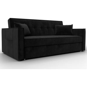 Изображение товара Диван прямой Лига-104 (160) (ЛДСП,Брус,Фанера,Велюр/Черный) Лига Диванов 134889