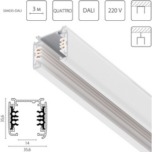Изображение товара Шинопровод трехфазный накладной шестиконтактный со стыковочными пазами Lightstar Quattro/DALI/ 504035-DALI 3 метра 220V