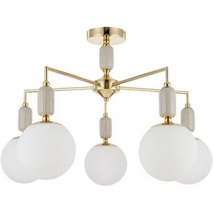Изображение товара Люстра для гостиной потолочная на штанге Lumion Vivien 6580/5C французское золото, серый/белый металл, керамика/стекло E14 5*40W 220V