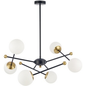 Изображение товара Потолочная люстра на штанге Lumion Melody 6581/6 черный, золотой/белый металл /стекло E14 6*40W 220V