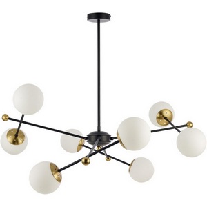 Изображение товара Потолочная люстра на штанге Lumion Melody 6581/8 черный, золотой/белый металл /стекло E14 8*40W 220V