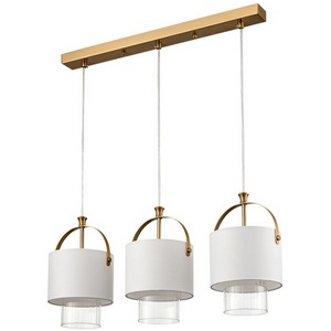 Изображение товара Подвесной светильник Lumion Jane 6593/3A латунь/белый, металл/текстиль, стекло E14 3*40W 220V