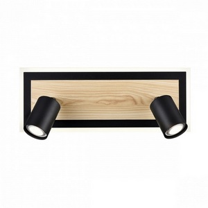 Изображение товара Настенный светильник со спотами Lumion Pine 8025/19WL черный/дерево, металл/МДФ LED GU10 2*10W + LED 19W 220V