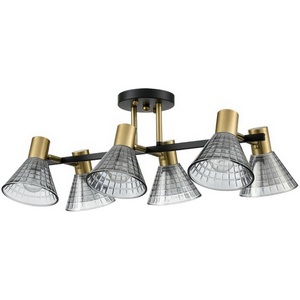 Изображение товара Потолочная люстра на штанге Lumion Anriya 8044/6C черный, латунь/дымчатый металл/стекло Е14 6*40W 220V
