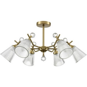 Изображение товара Люстра потолочная накладная с прозрачным плафоном на штанге Lumion Aurica 8046/6C латунь/прозрачное стекло Е14 6*40W 220V