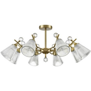 Изображение товара Потолочная люстра светодиодная 220 в на штанге Lumion Aurica 8046/8C латунь/прозрачное стекло Е14 8*40W 220V