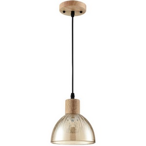 Изображение товара Подвесной светильник Lumion Natana 8054/1А дерево/амбер металл/стекло E27 1*60W 220V