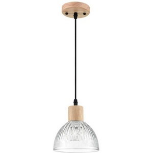 Изображение товара Подвесной светильник Lumion Natana 8055/1А дерево/прозрачный металл/стекло E27 1*60W 220V